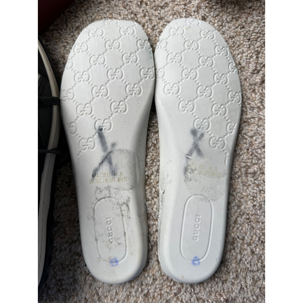 Gucci Mac80 Black white‎ Leather GG Logo Sneakers Shoes men Size 8 women 10 - Picture 6 of 14